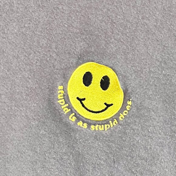 VINTAGE Bubba Gump Shrimp Co. Crew Neck Stupid is as Stupid Does Grey Sweatshirt - Picture 2 of 7